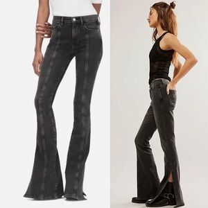 FRAME Le High Flare Side Slit Jeans Obsidian Clean sz 25